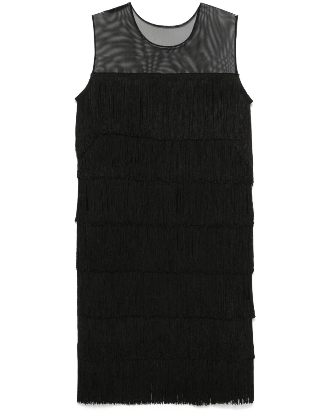 Norma Kamali fringe sleeveless midi dress - Black