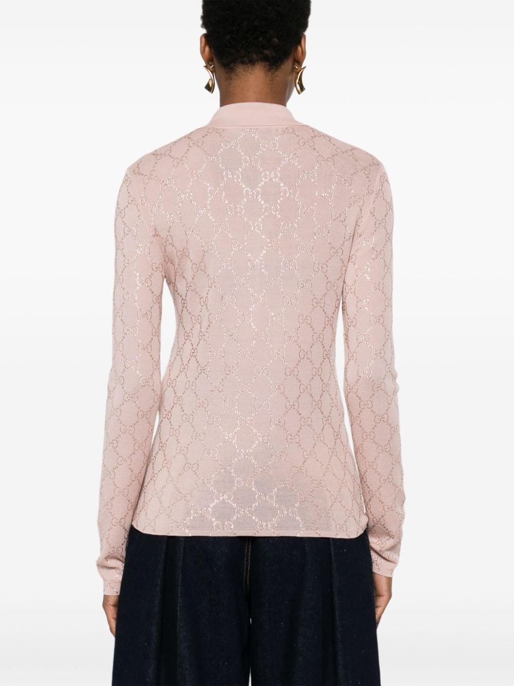 Shop Gucci Gg-monogram Polo Top In Pink