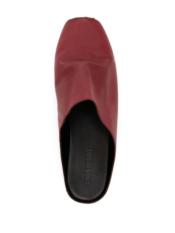 Uma Wang square toe Leather Slippers Red FARFETCH AO