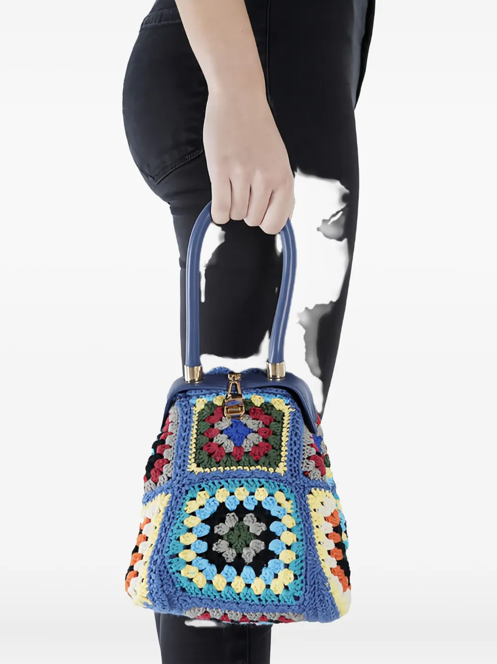 La milanesa crochet-knit tote bag - Blauw
