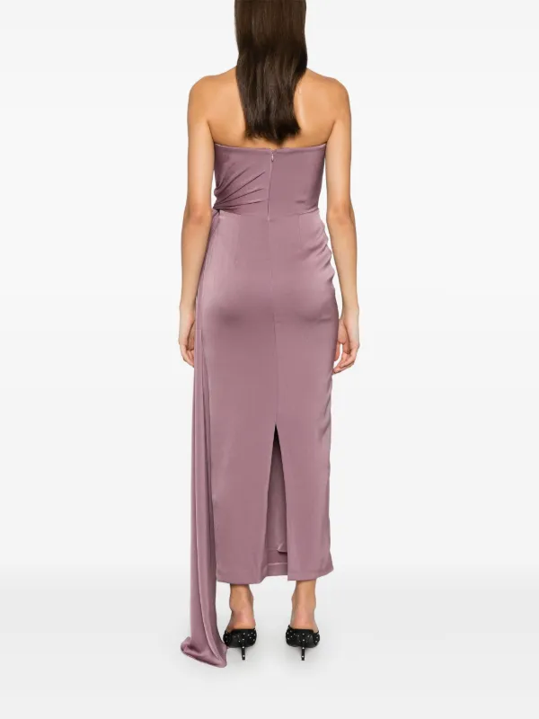 open lace back dress Alex Perry Lilac Round Neck Maxi Dress with Pleated Arm Detail FR 34 (   Sellier