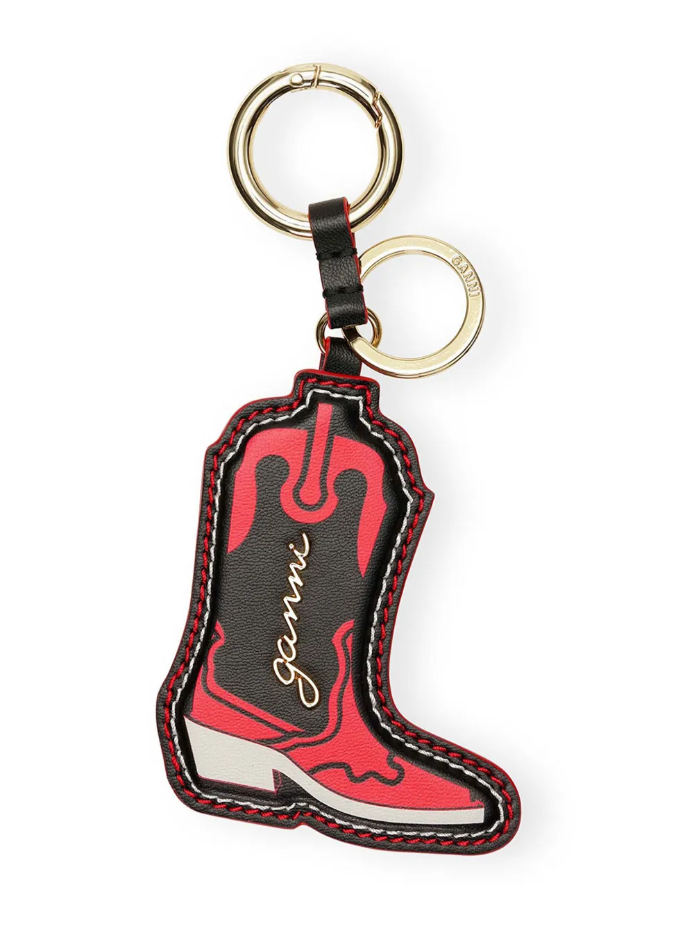 Shop Ganni Western Boot Keyring In Red