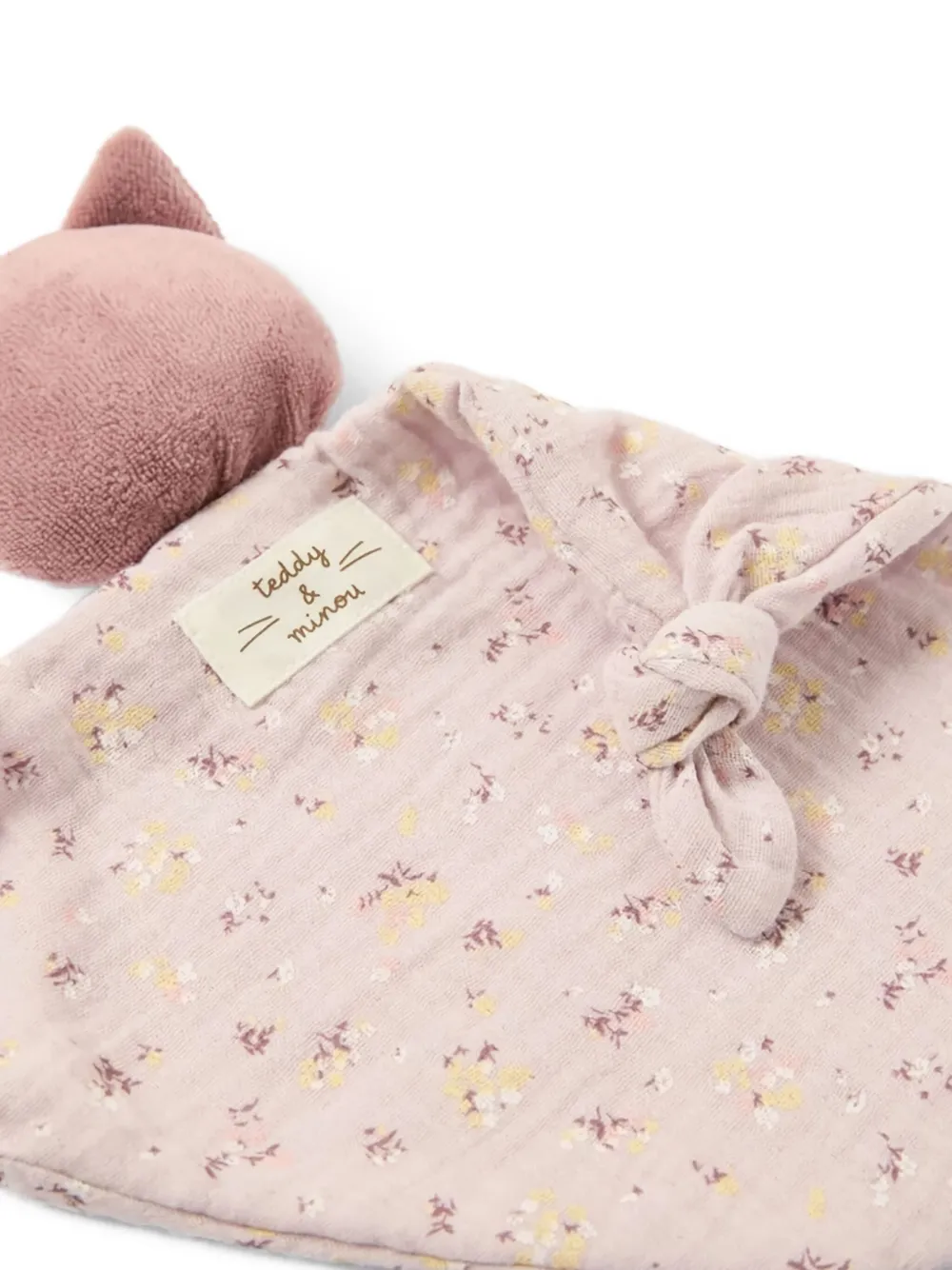 TEDDY & MINOU Knuffeldoekje met bloemenprint en kat Roze