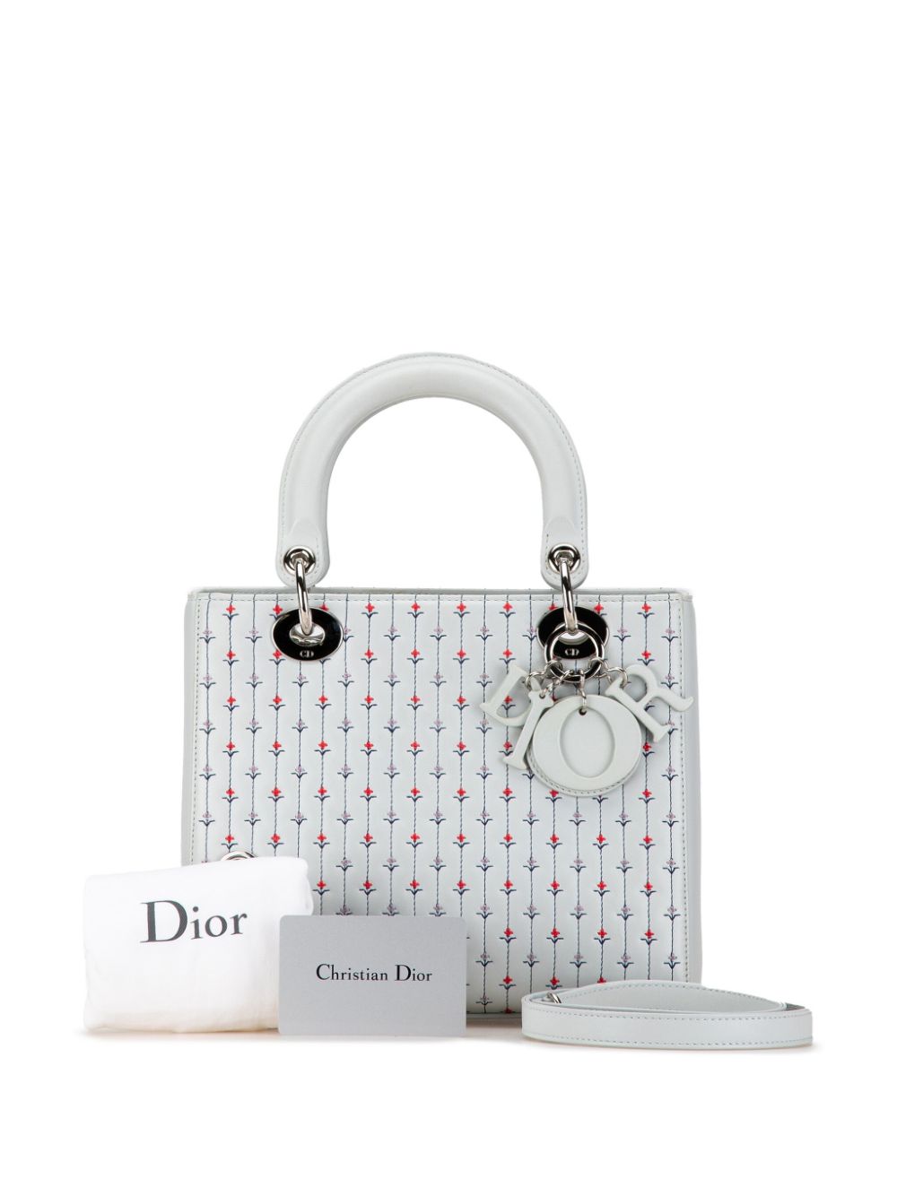 Christian Dior 2015 Medium Calfskin Embroidered Flower Lady Dior satchel Women