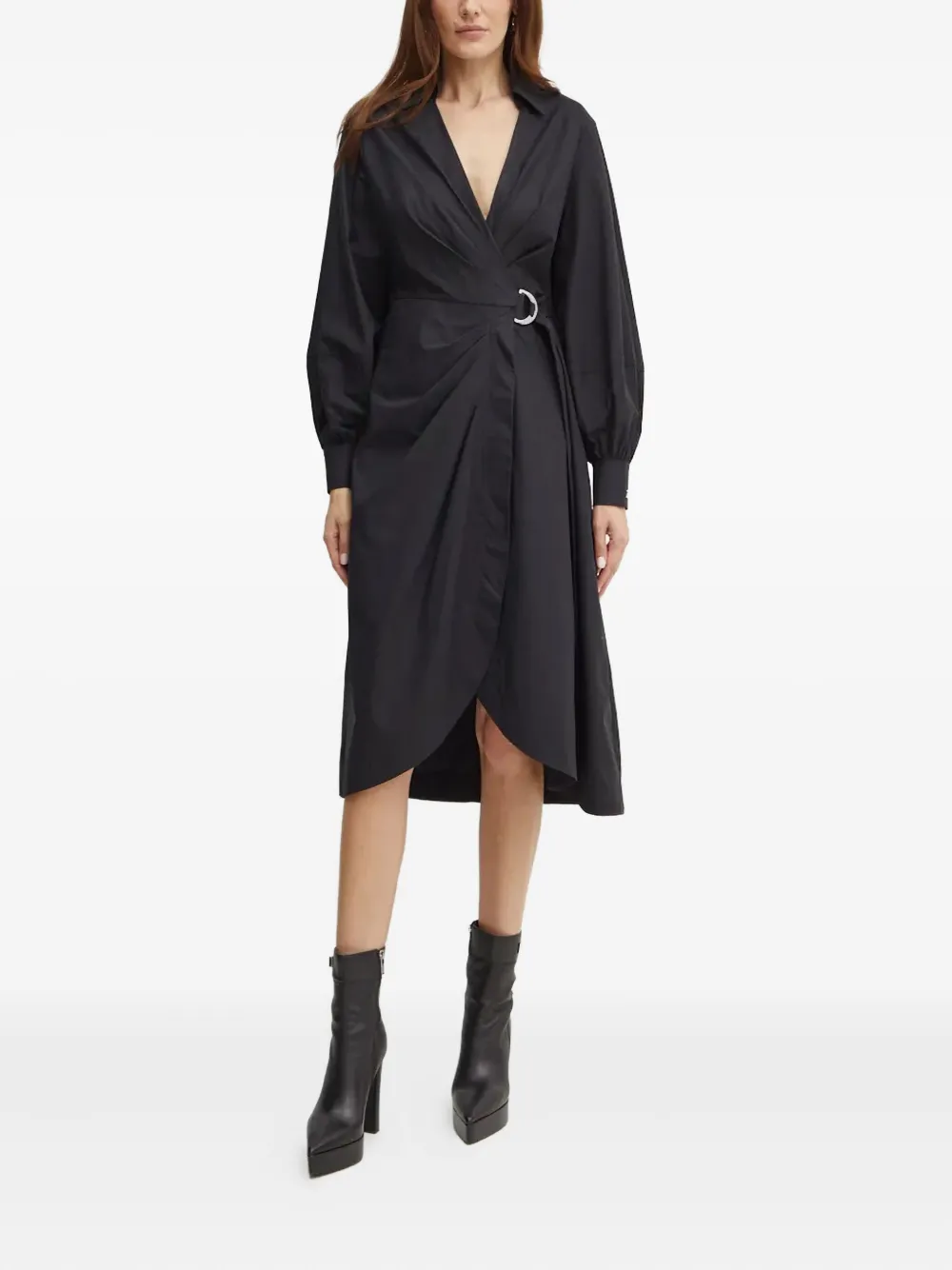 Karl Lagerfeld Midi-jurk met lange mouwen - Zwart