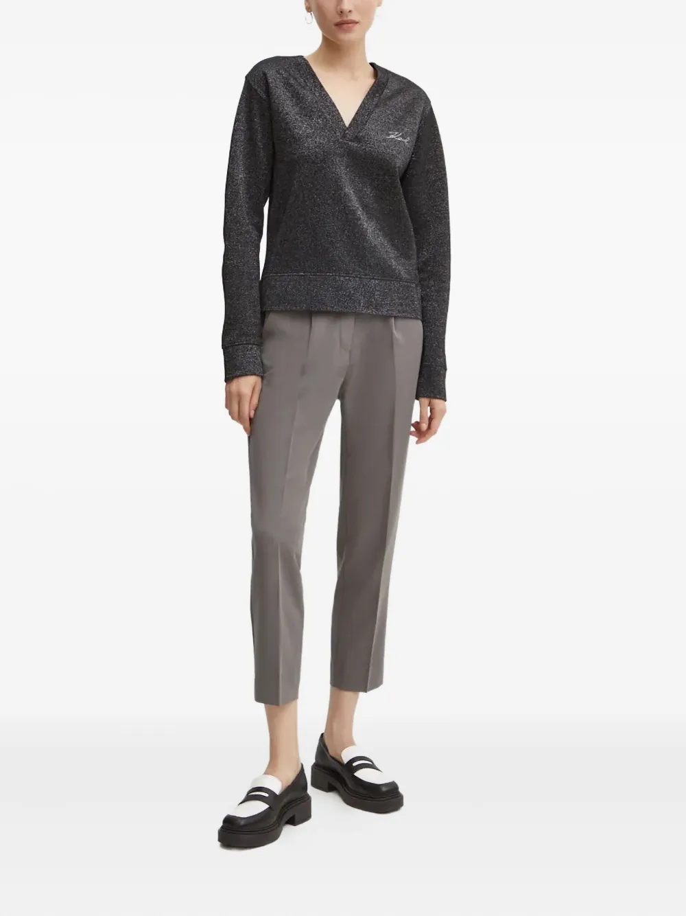 Karl Lagerfeld Sweater met geborduurd logo Zwart