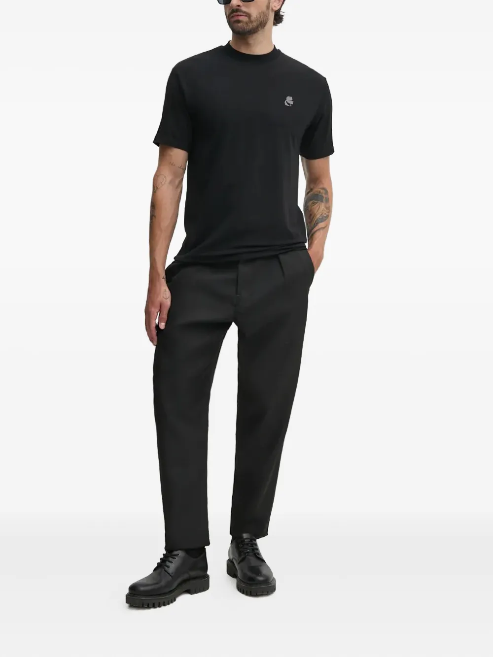 Karl Lagerfeld T-shirt met logodetail - Zwart