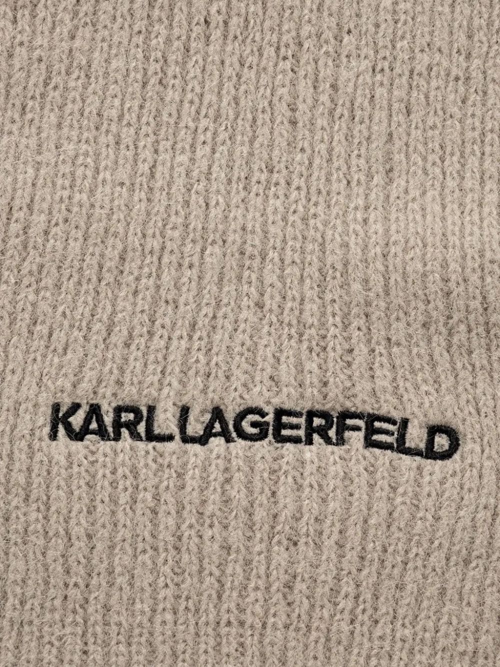 Shop Karl Lagerfeld Logo-embroidered Scarf In Neutrals