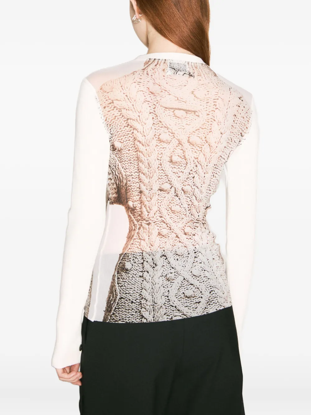Jean Paul Gaultier Mesh top met print Beige