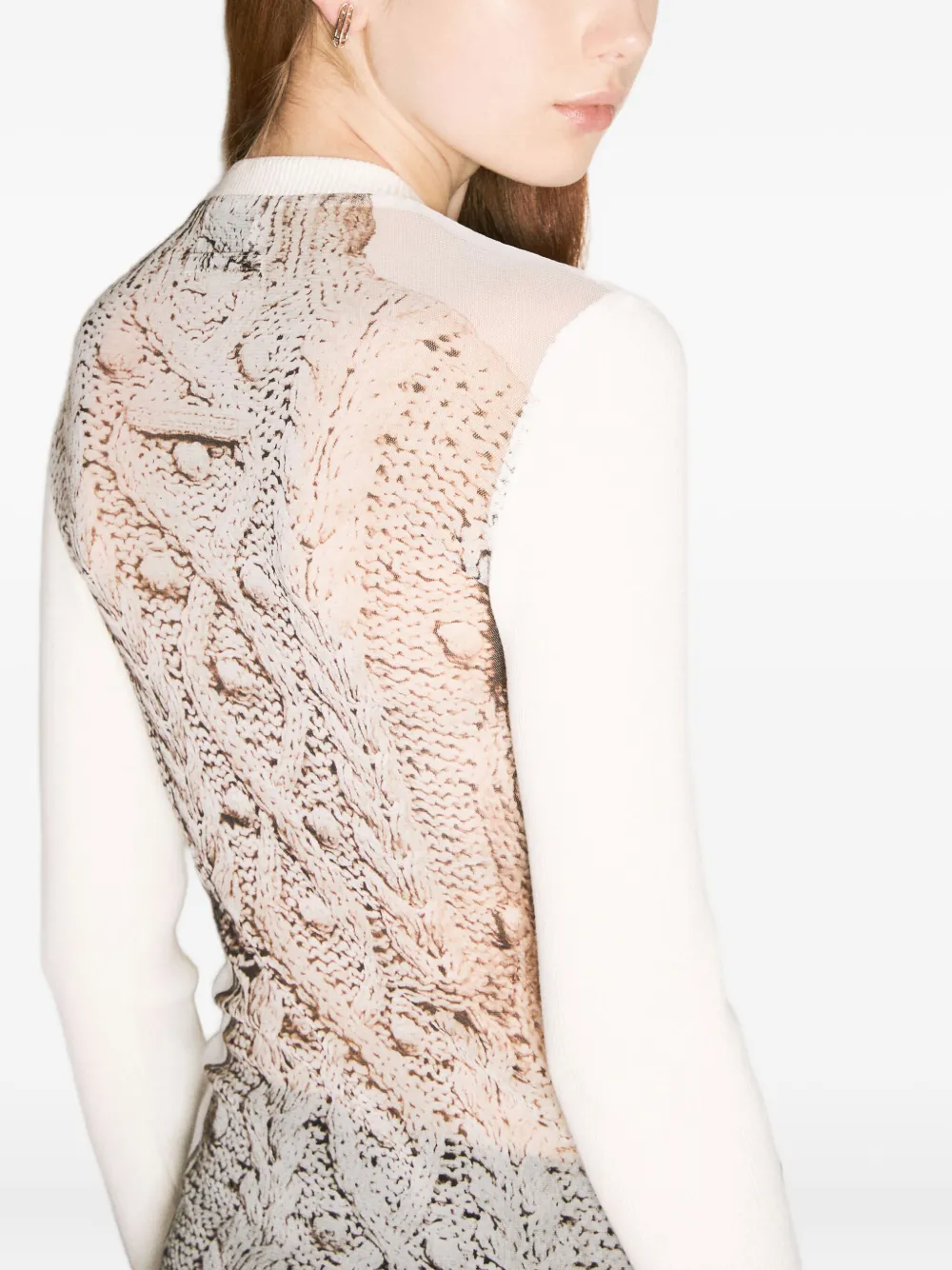 Jean Paul Gaultier Mesh top met print Beige