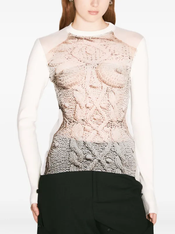 Jean Paul Gaultier graphic-print Mesh Top | Neutrals | FARFETCH ZA
