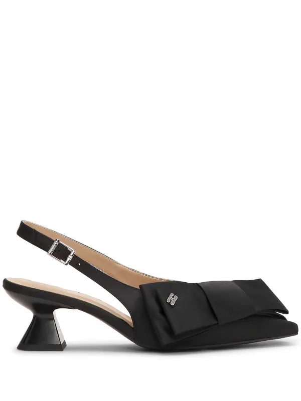 【関税込み】GANNI ブラック Big Bow ハイヒール サンダル Black Black Big Bow Slingback Ballerinas | GANNI HU