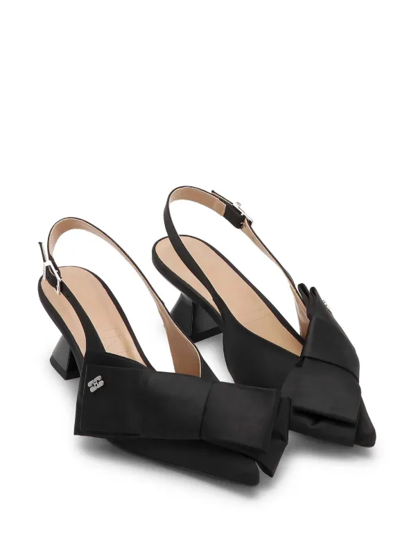 Ganni■Big Bow High Heel Sandal Satin - Black【 残りわずか】 Big Bow High Heel Sandals