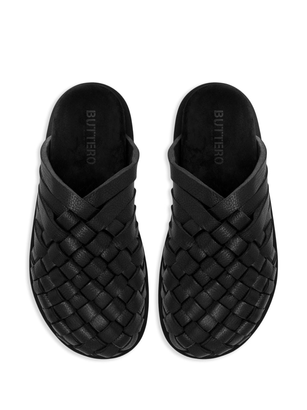 Shop Buttero Leather Slides In Black