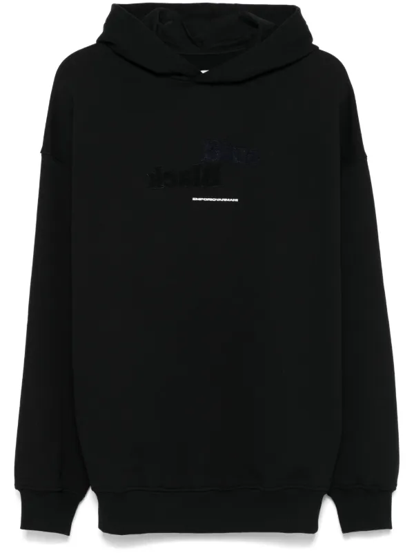 Emporio Armani Hoodie Mit Logo Print Schwarz FARFETCH DE