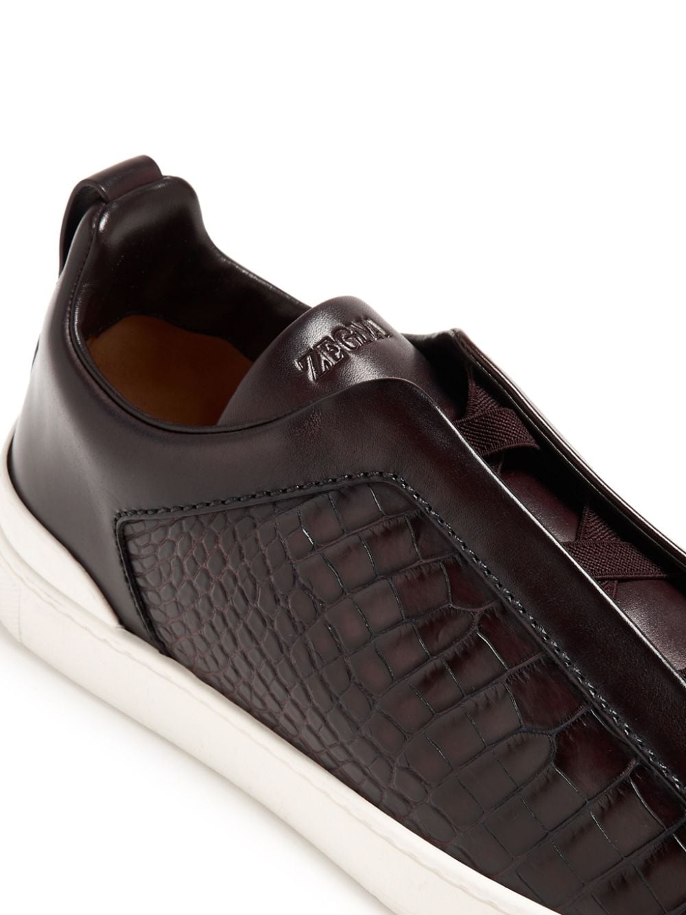 Zegna embossed leather trainers - Bruin