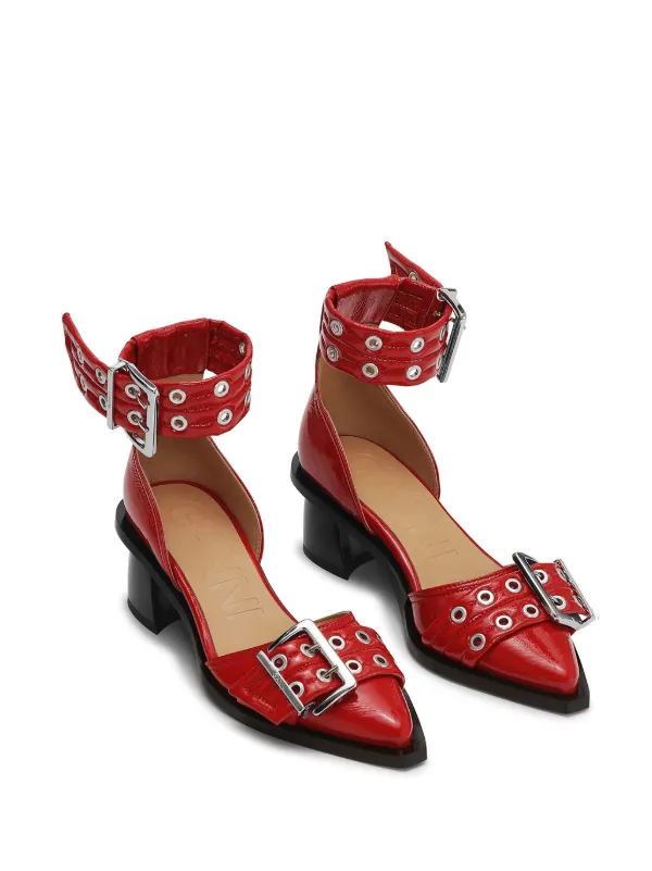 GANNI バックル パンプス | レッド | FARFETCH JP