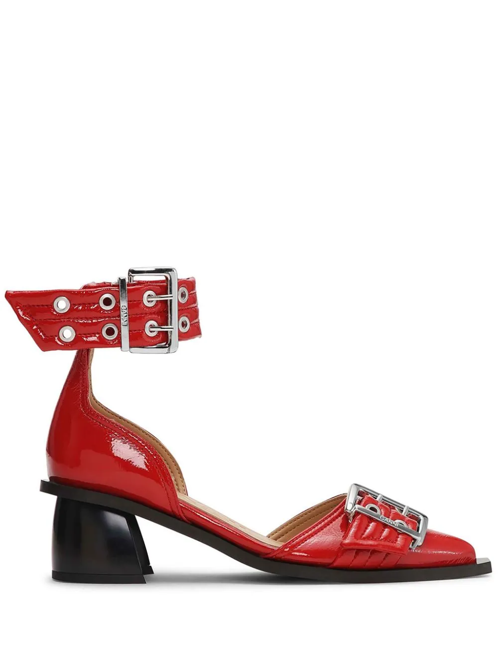 buckled open cut pumps