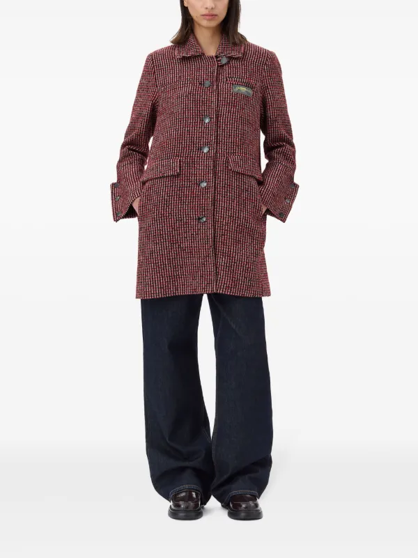 GANNI チェック柄 テーラードジャケット Chicory Coffee Check Wool Blazer | GANNI US