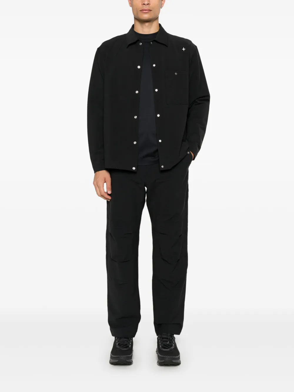 Stone Island Overhemd met geborduurd logo - Zwart