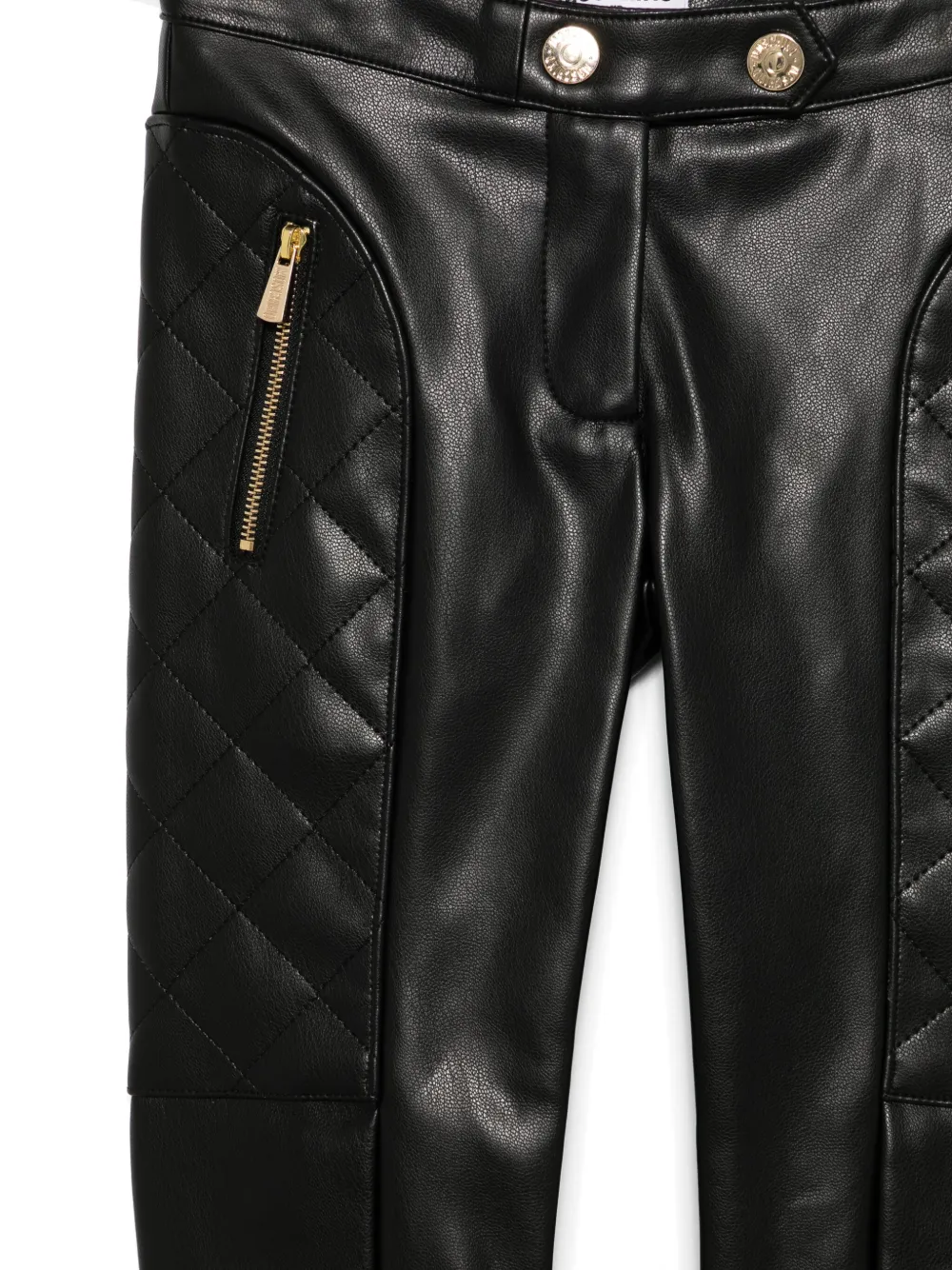 Moschino Kids Broek van imitatieleer Zwart