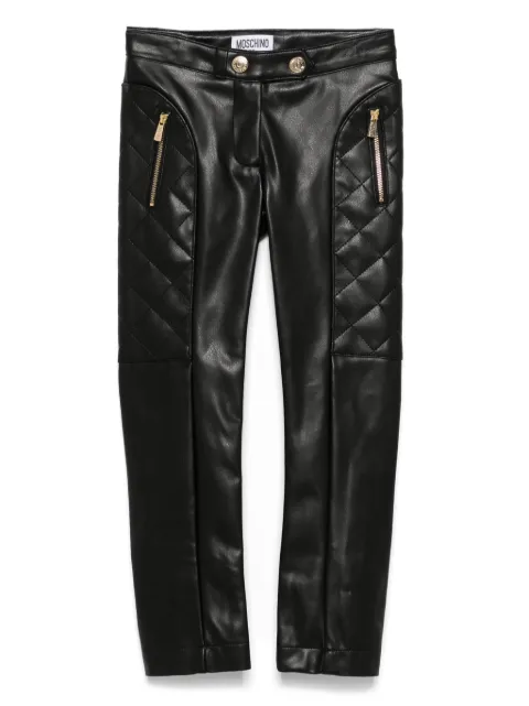 Moschino Kids Pantaloni in finta pelle