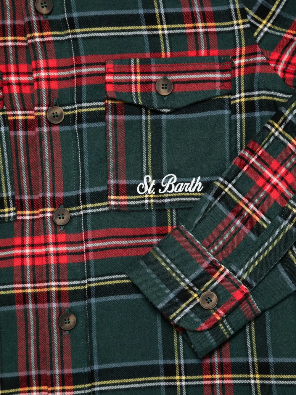 MC2 Saint Barth Kids Ski Snoopy shirt met tartan ruit Groen