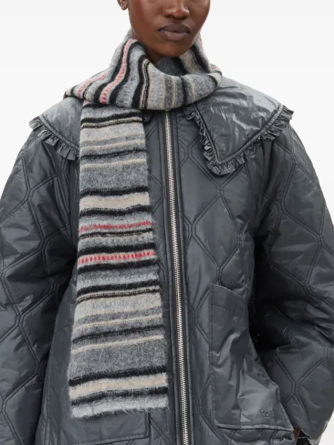 GANNI logo-embroidered striped scarf A6328 - 1