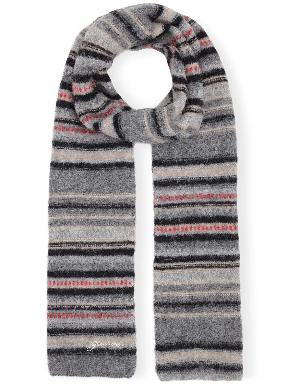 logo-embroidered striped scarf