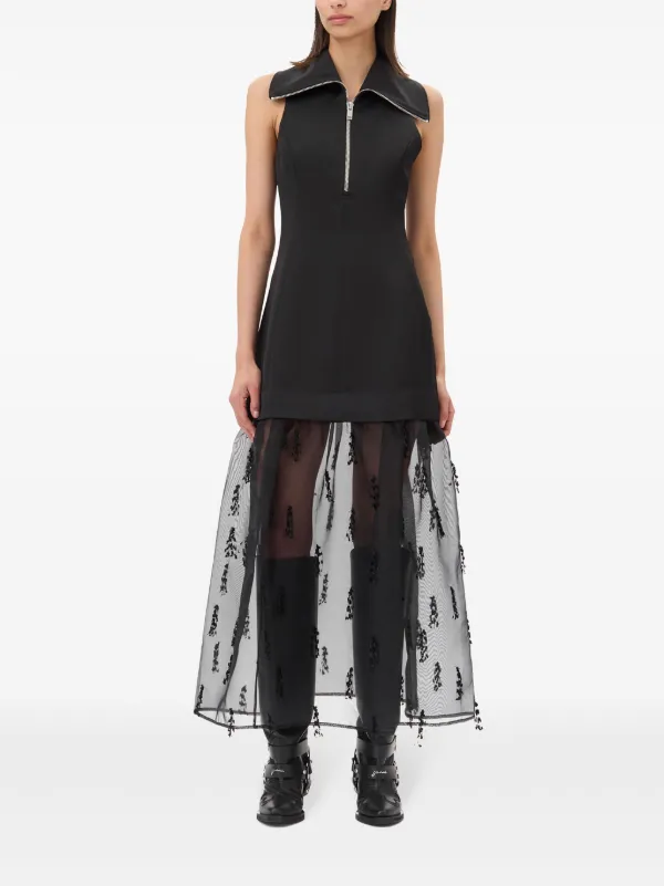 Ganni Layered-design Midi Dress - Black