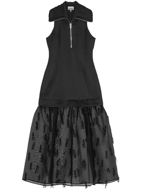 Robe mi-longue à design superposé - GANNI - Modalova