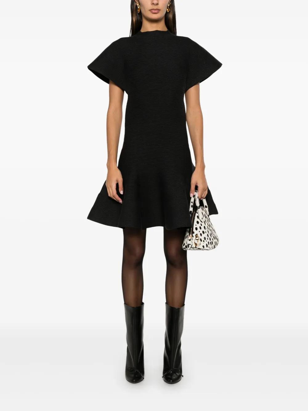 Alaïa Circular Rib Mini Dress Grey FARFETCH