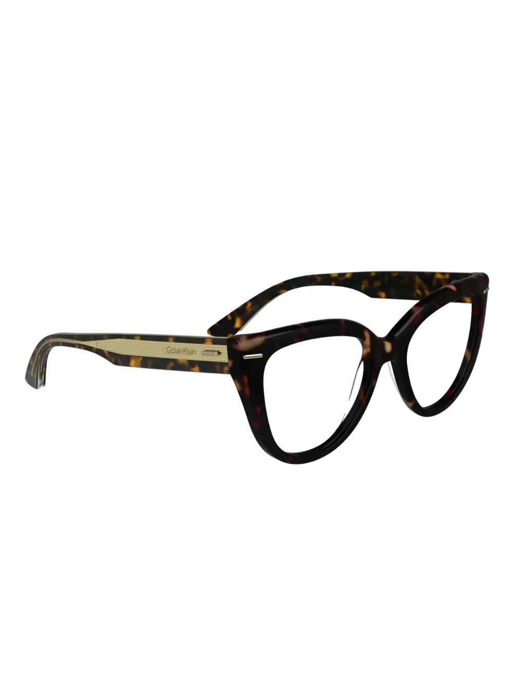 Calvin Klein Bril met cat-eye montuur en schildpadschild design Bruin