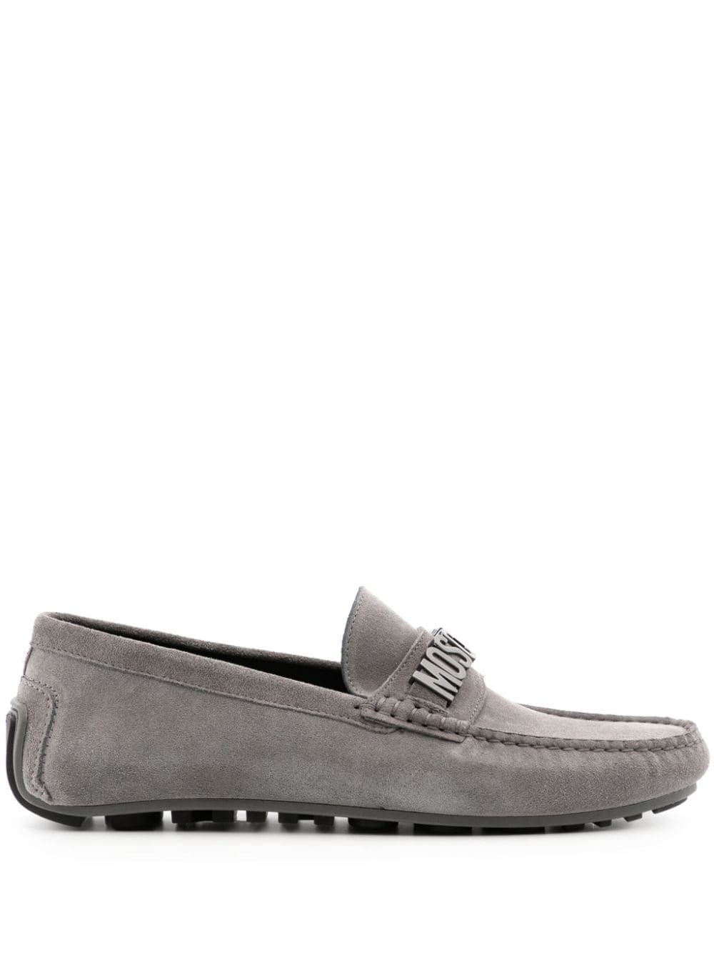 Moschino logo-plaque detail loafers Grey