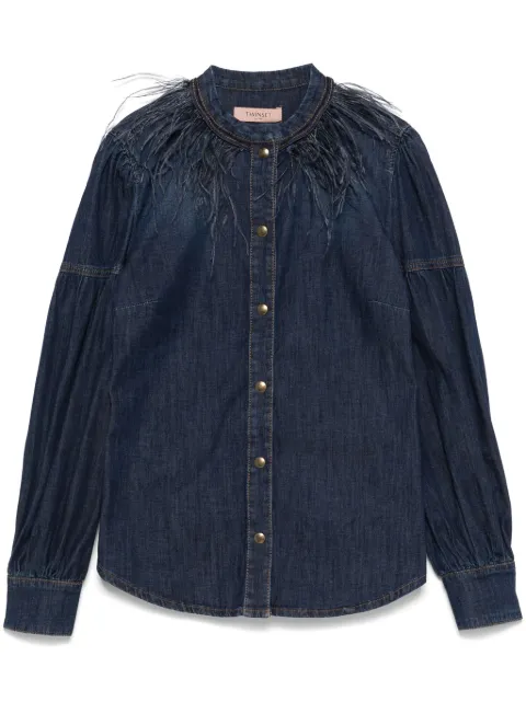 TWINSET feather-detail denim shirt
