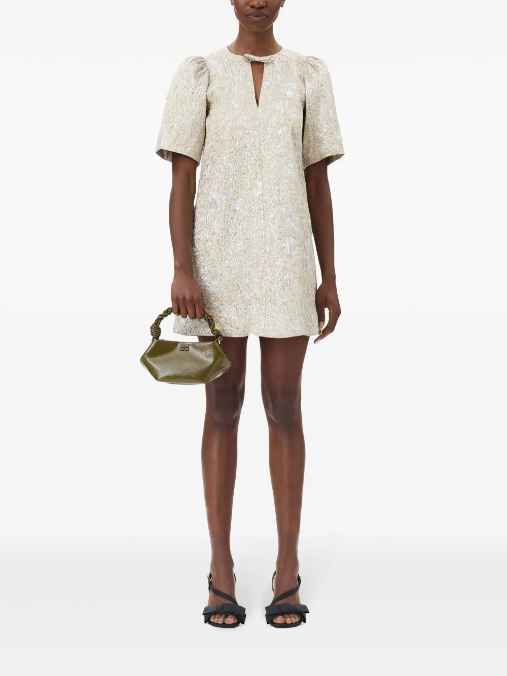 GANNI Midi-jurk met jacquard - Goud