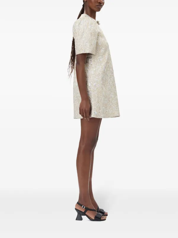 【第1位獲得！】 patterned-jacquard GANNI Mini FARFETCH | Gold | Dress ワンピース