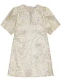 GANNI patterned-jacquard mini dress - Gold