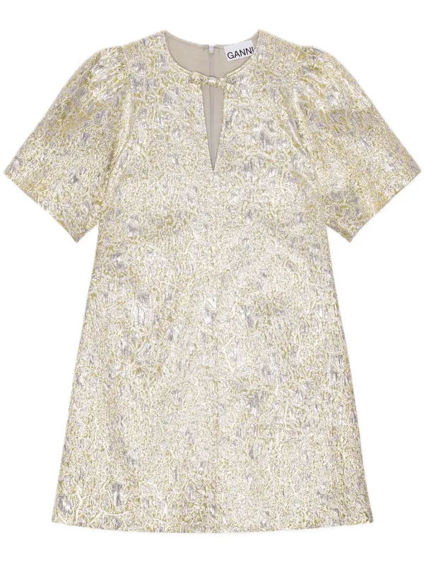 シモンズグランドセール patterned-jacquard GANNI Mini FARFETCH | Gold | Dress ワンピース