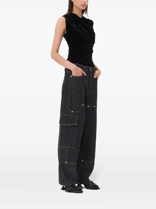 GANNI シャーリング トップ | ブラック | FARFETCH JP