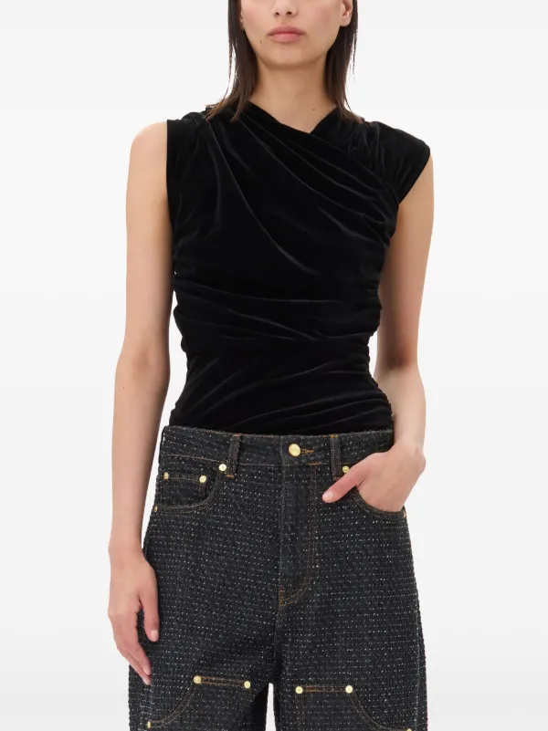 GANNI シャーリング トップ | ブラック | FARFETCH JP