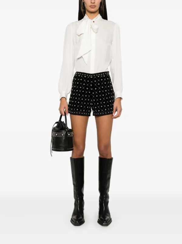 TWINSET Embellished Velvet Shorts | Black | FARFETCH