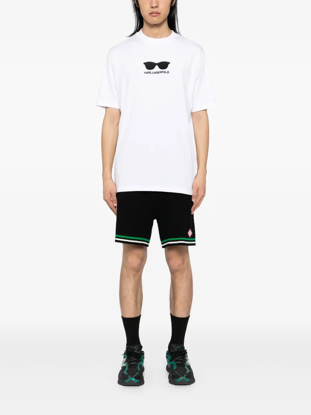 Karl Lagerfeld T-shirt met geborduurde zonnebril Wit