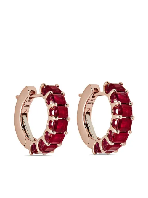 Créoles en or 18ct serties de rubis - Jewels Aficionado - Modalova