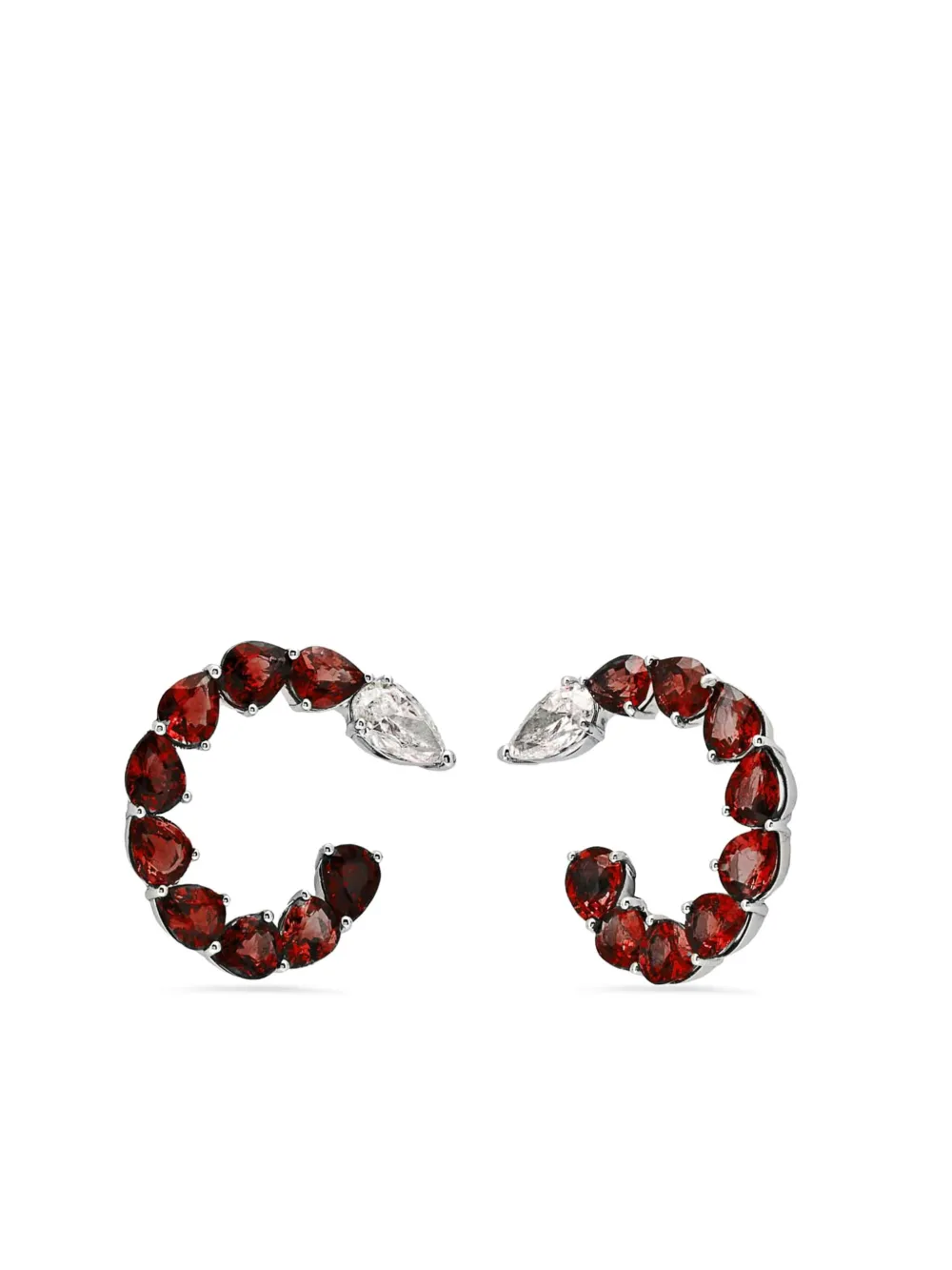 Jewels Aficionado 18kt white gold ruby and diamond hoop earrings - Silver