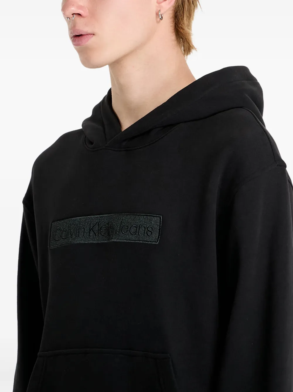 Calvin Klein Jeans Hoodie met geborduurd logo Zwart
