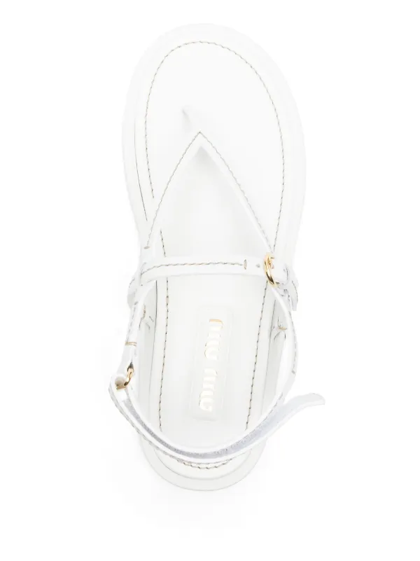 Miu Miu Flat Thong Sandals | White | FARFETCH GR
