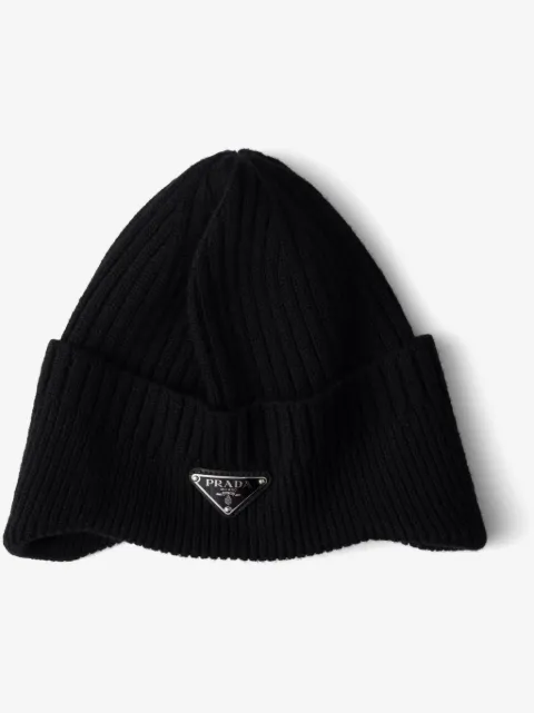 Prada enamel-logo wool beanie