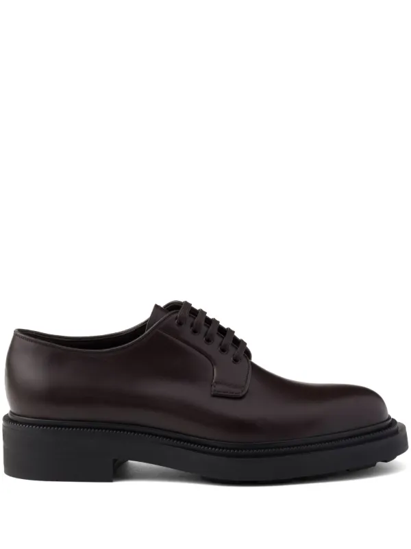 Prada Brushed Leather Shoes | Brown | FARFETCH