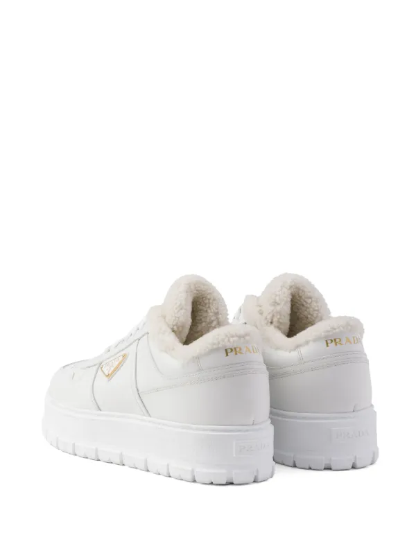 PRADA レザースニーカー 青/白 PRADA プラダ レザー ローカット レディース スニーカー 白 黒